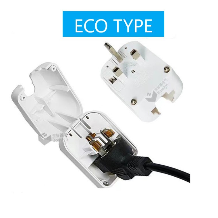 China 3 flat pins to Local / UK 3 pins Socket adaptor convertor with Safety Fuse