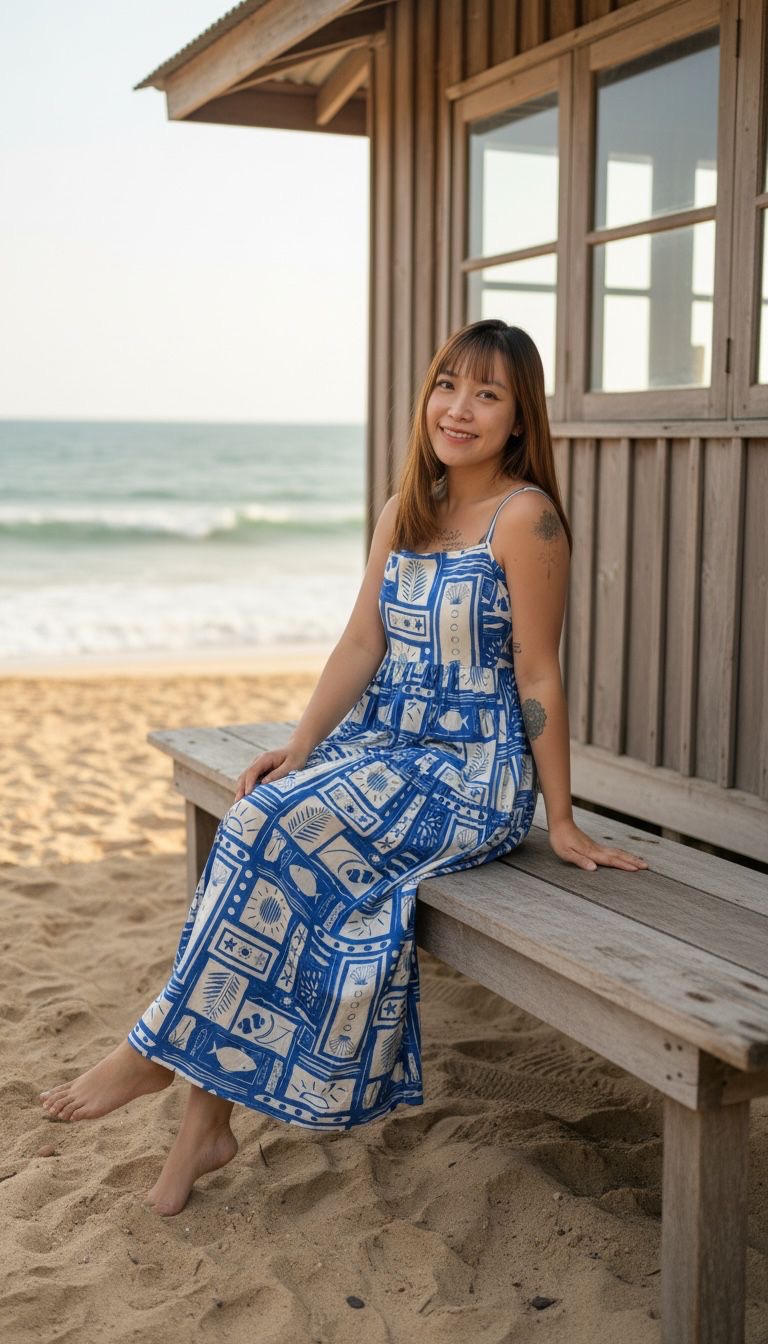  2294 Blue White Fish Print SL OP