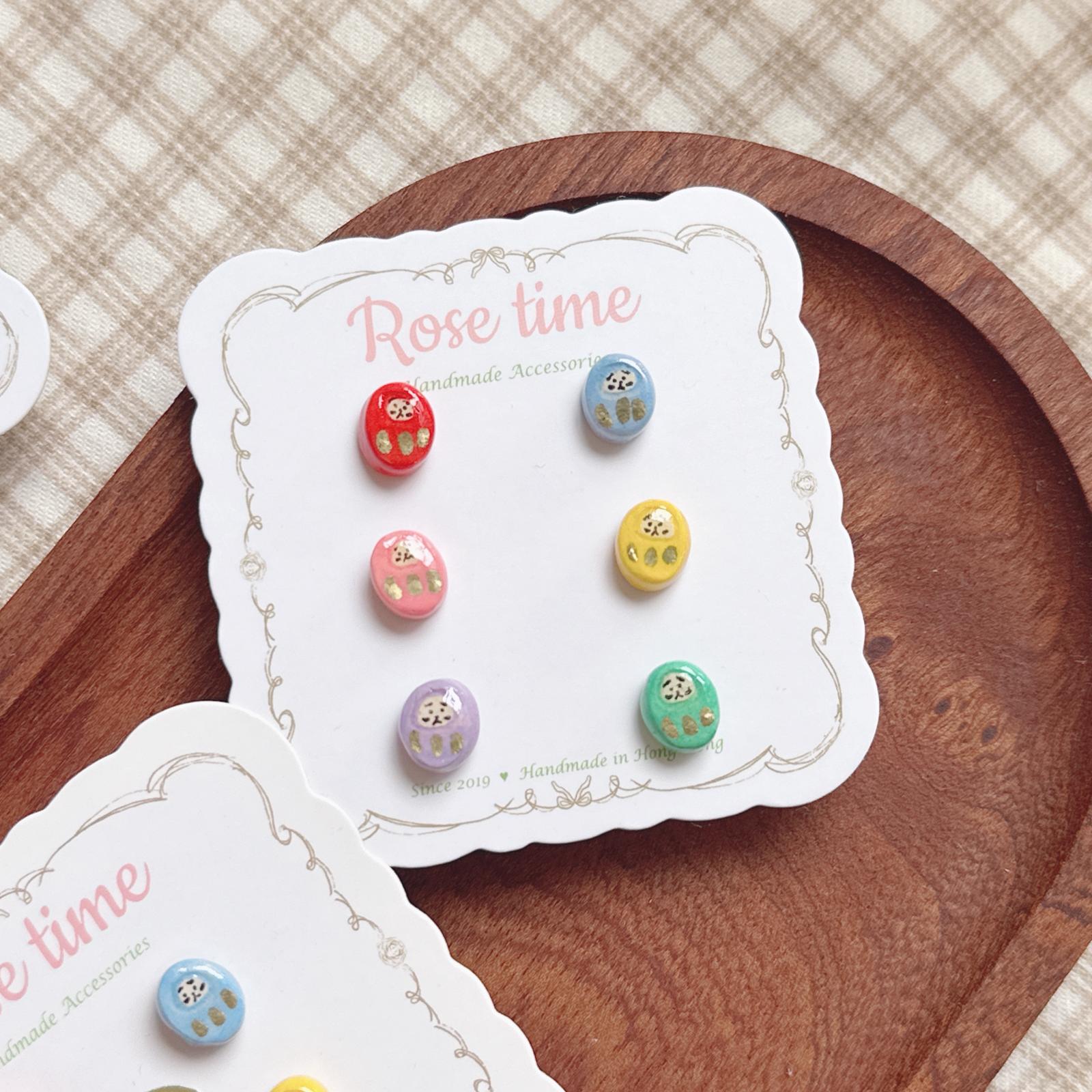 ᴿᵒˢᵉ ᵗⁱᵐᵉ ʰᵃⁿᵈᵐᵃᵈᵉ7️⃣週年 #3月22-24日半價飾物 🈹  手繪粒粒達摩耳釘套裝