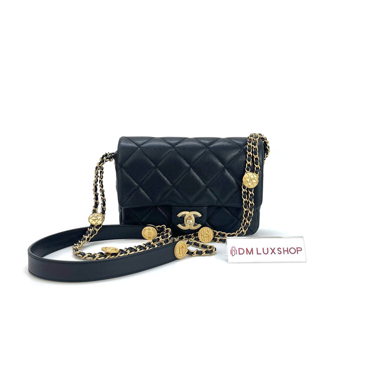 Chanel Black Caviar 22B Flap Bag GHW (Microchip)