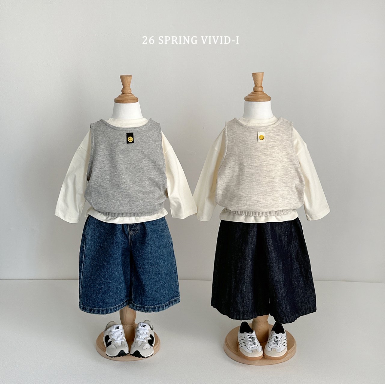 🌸預訂 韓國直送🌸🇰🇷VIVIDI三色微笑標籤背心上下套裝