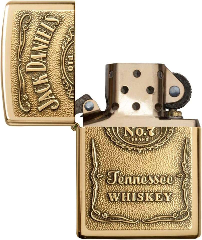 美國製造 | Zippo指定經銷商 Zippo 254BJD.428 Jack Daniel's 標誌打火機高光銅凸起徽章 Jack Daniel's Label Lighter High Polish Brass Raised Emblem