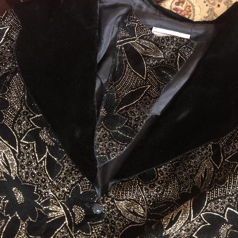 c.a. 1980s Designer Scott McClintock Glittering Floral Pattern Velvet Jacket/Top(MT484)