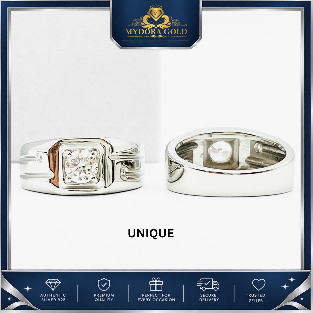 MYDORA 925 Silver Ring - Cincin Regal Edge Collection