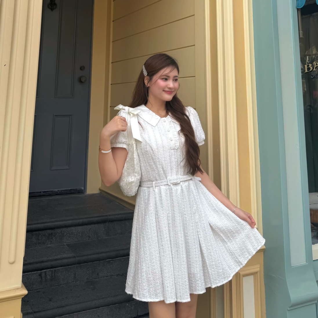 #HANNA-made# The Classic Pleated Tweed Dress