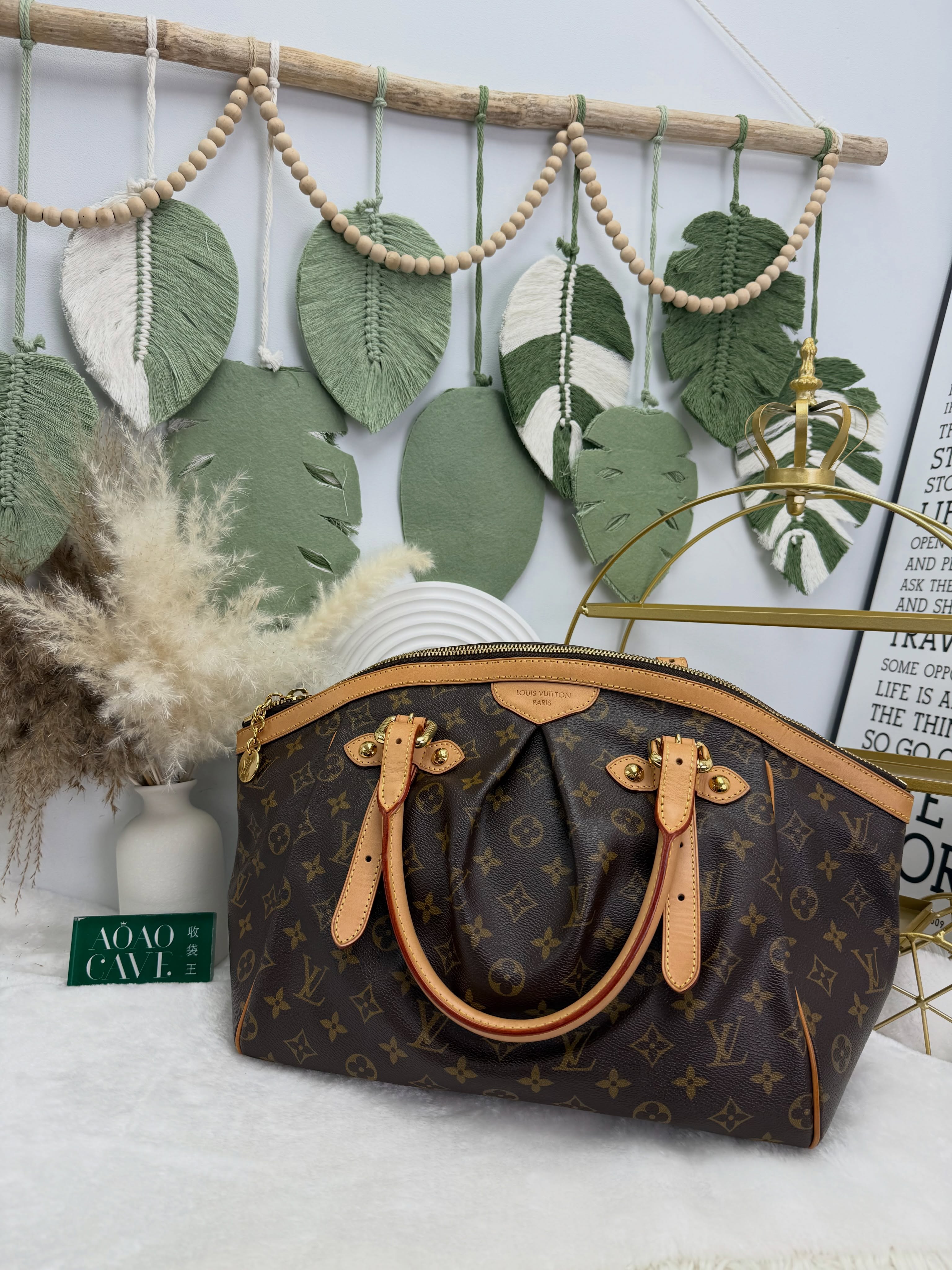 Lv👜 PRE OWNED 🛍️啡色老花 Tivoli GM size餃子袋  有塵袋 🥟🤎 