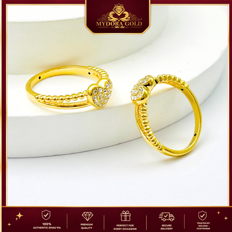 MYDORA Cincin CZ Love Minimalist (5G) l EMAS 916/22K