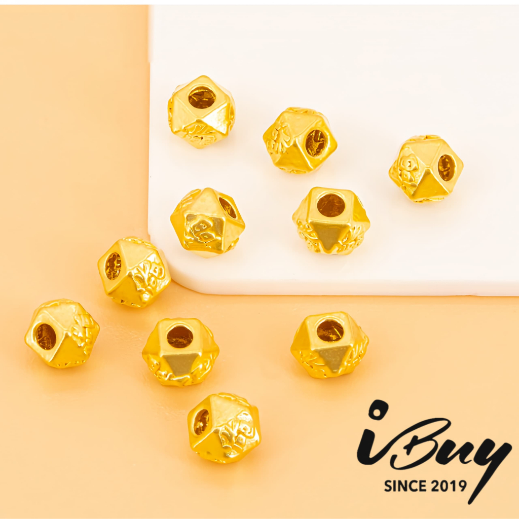 999 GOLD HEXAGONAL FORTUNE BEAD 999 金 六角福珠（3PCS）