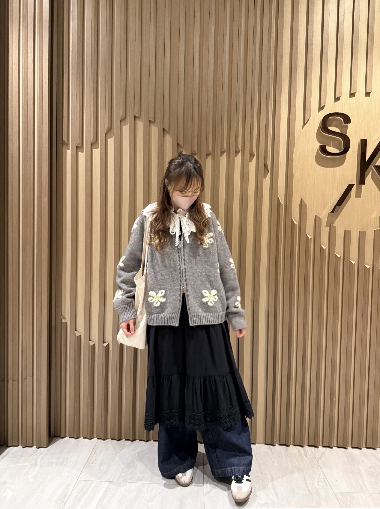 撞色花花雙拉鍊冷外套（淺灰色）