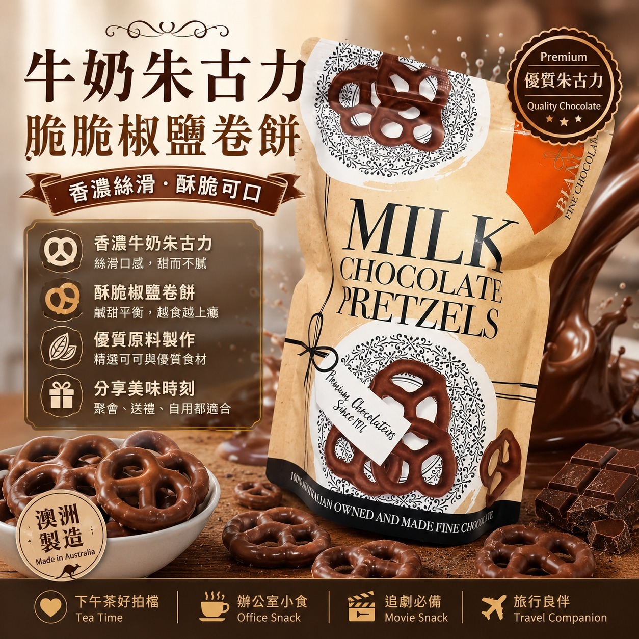 【預訂】Biancos 牛奶巧克力脆餅 500g