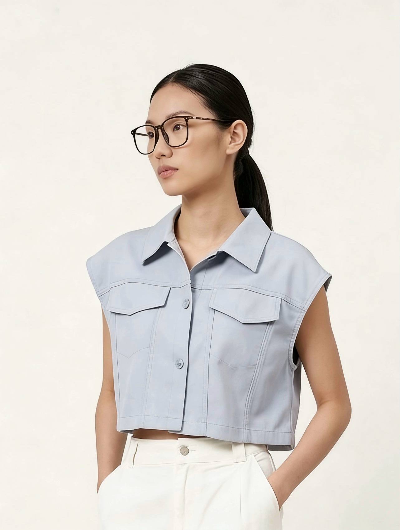 W9658 - Sleeveless Crop Top