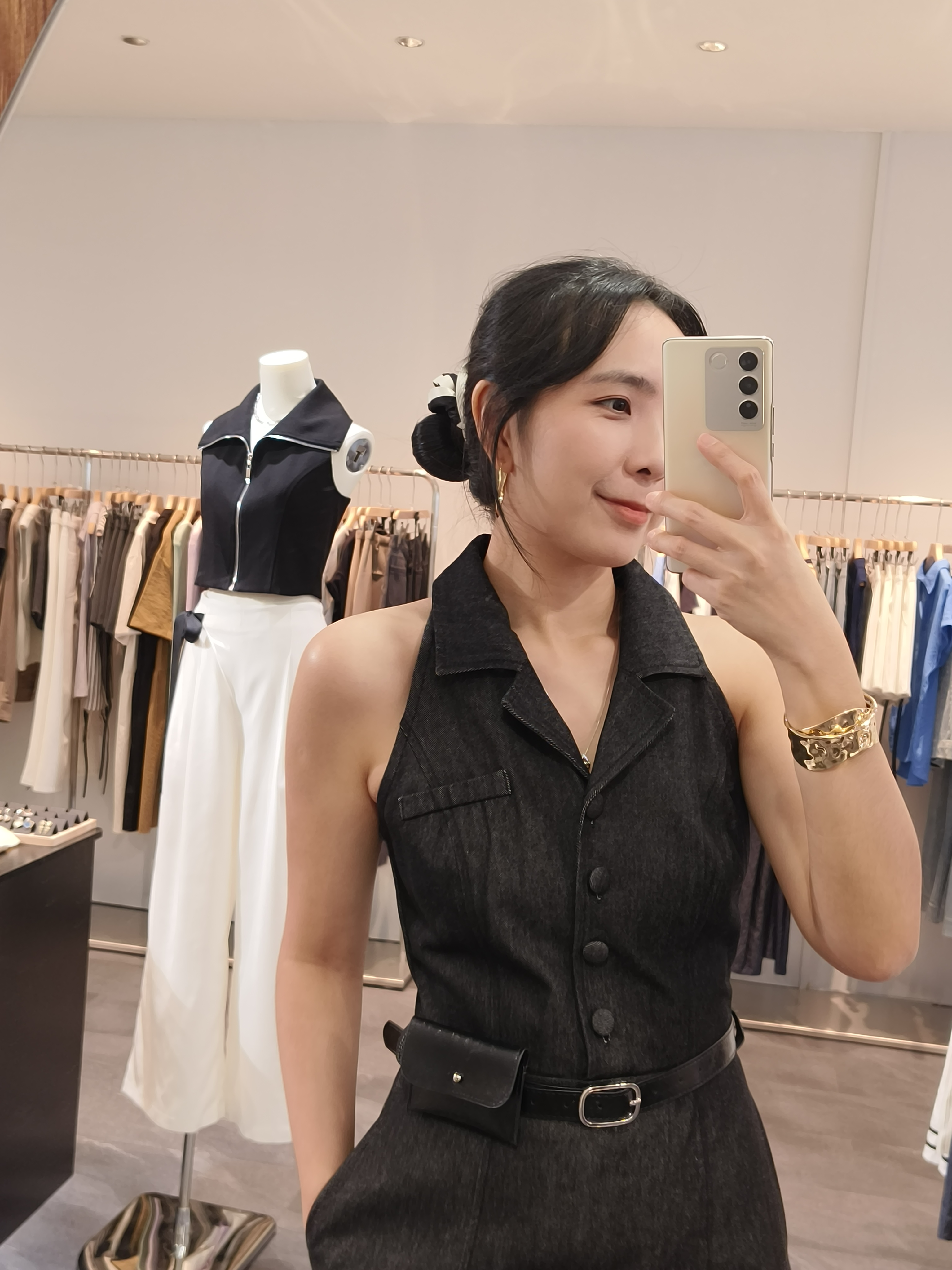牛仔坎肩连身裙 Denim Halter Neck Dress
