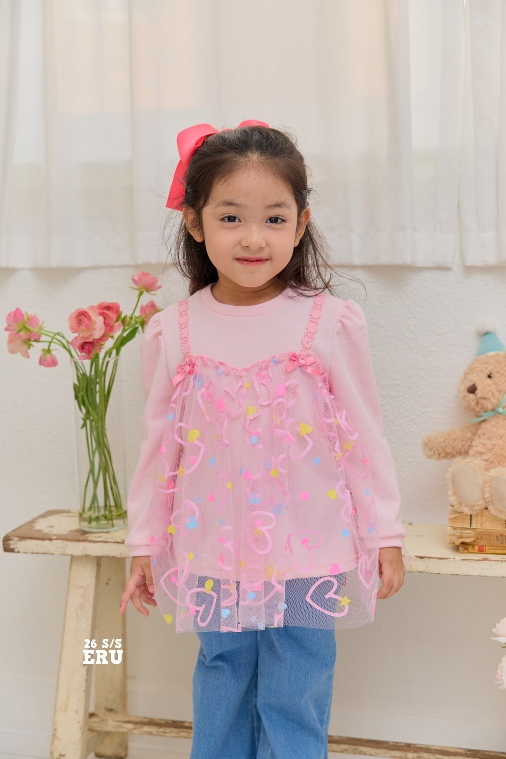 假兩件 Top / 花花牛仔褲