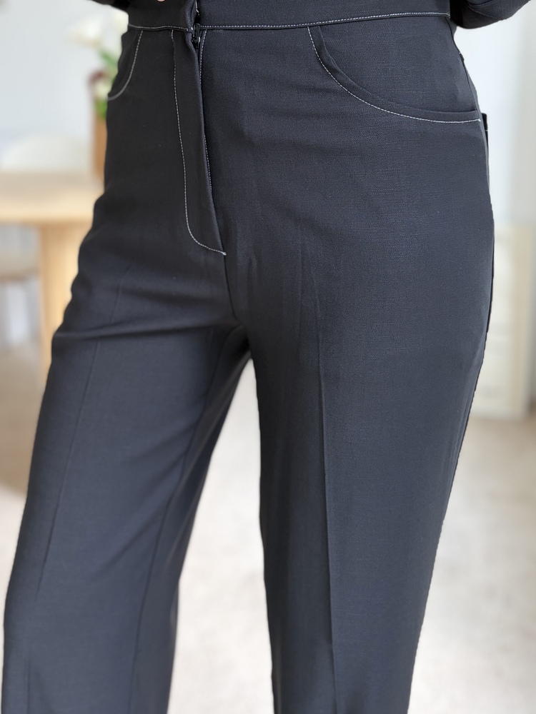 Topstitched Cooling Slacks (Black)