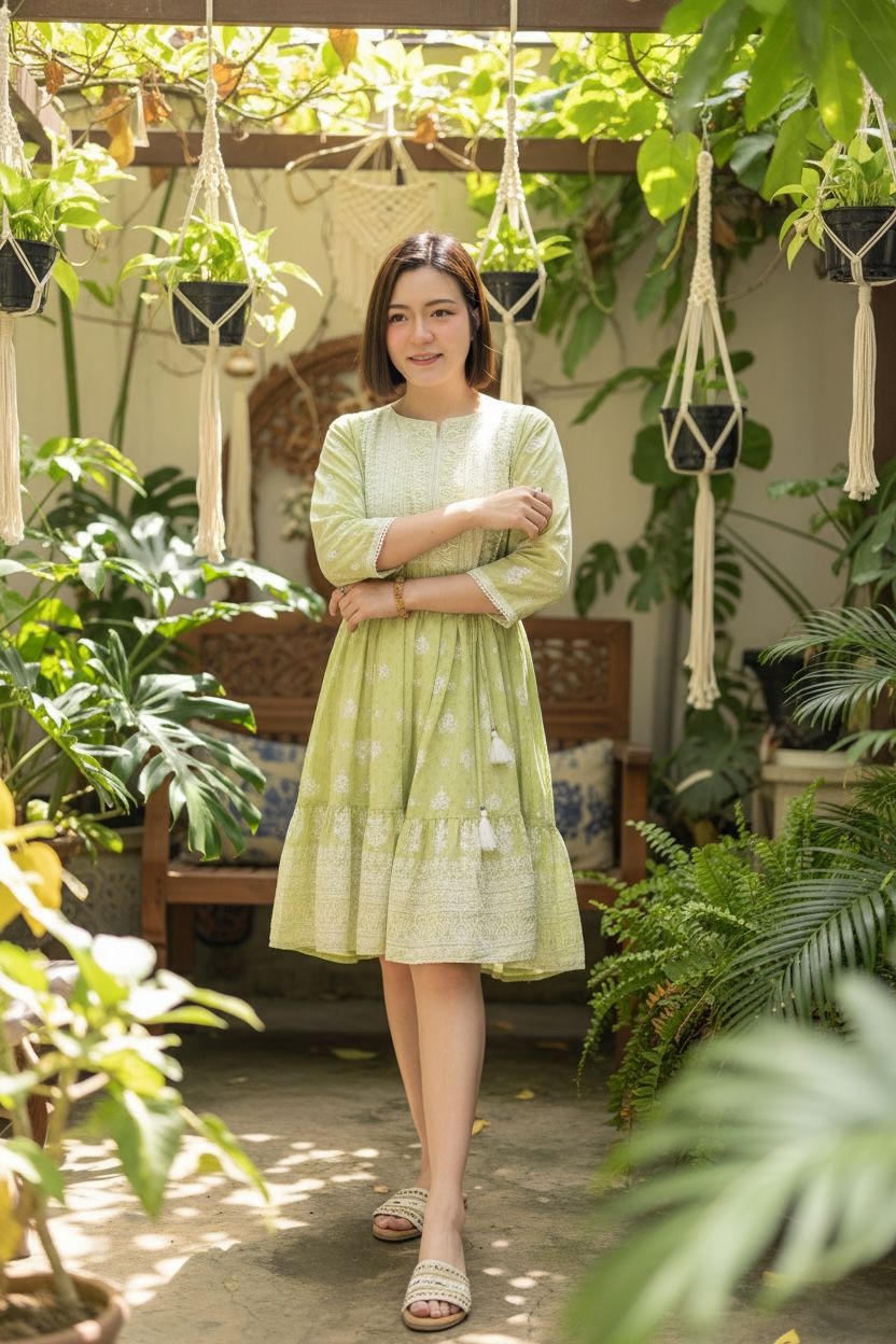 1615 Fluorescent Green Sliver Pattarn Shorten OP