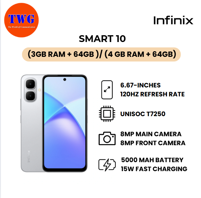 INFINIX SMART 10 (3gb ram + 64GB )/ (4 GB RAM + 64GB)  100% ORIGINAL MALAYSIA BRAND NEW free cover for (4gb ram+64gb )