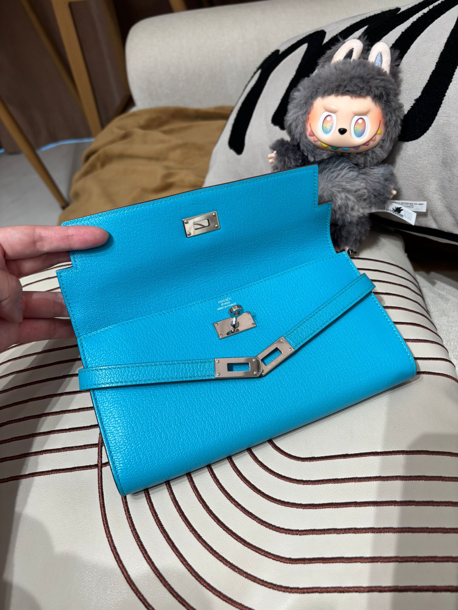 Hermes Kelly Wallet STAMP T 100%Authentic, 98%New