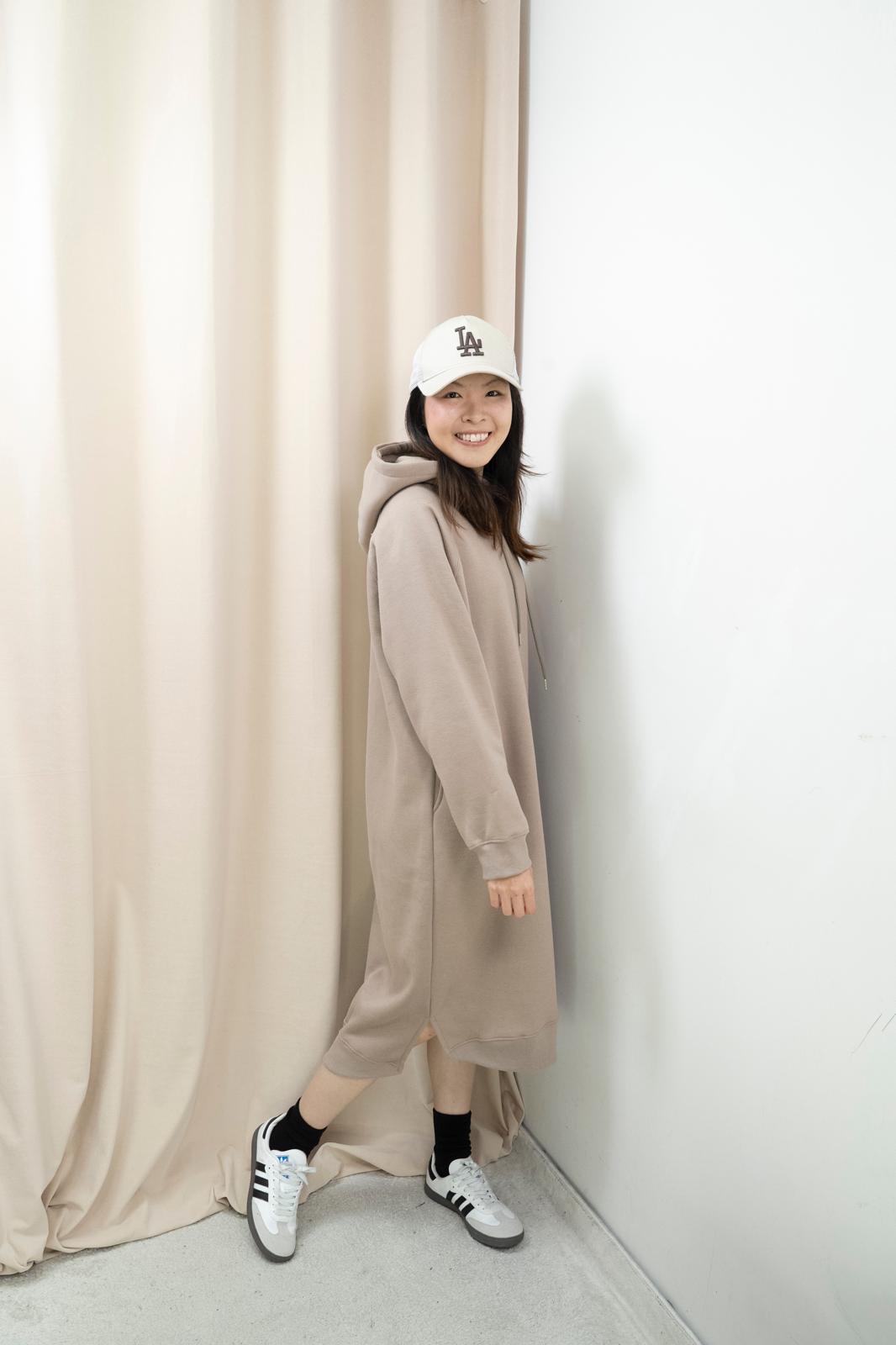 加絨有帽衞衣連身裙（Mocha色）