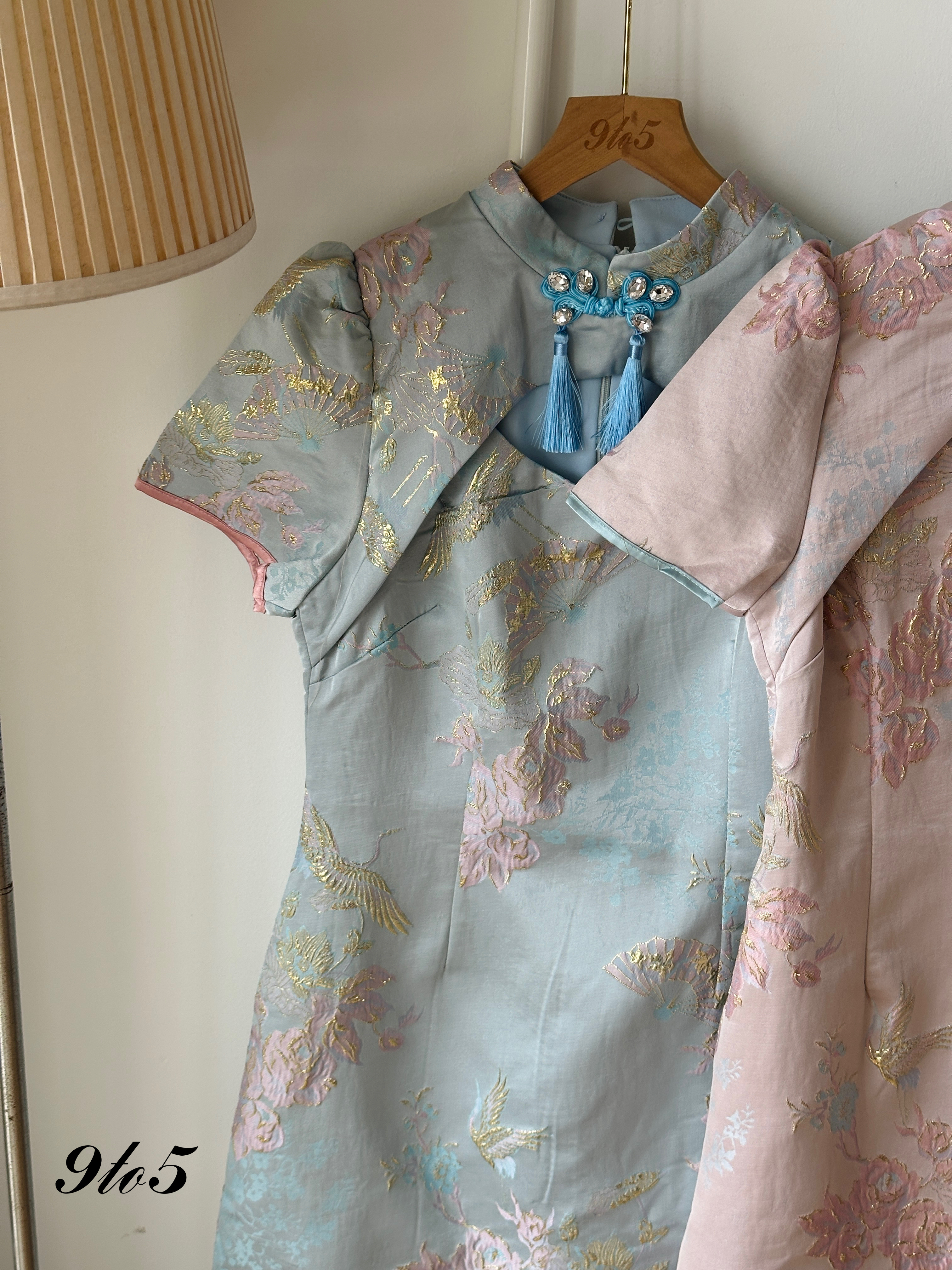 D2316 Puff Sleeve Cheongsam Dress - 3 Colors