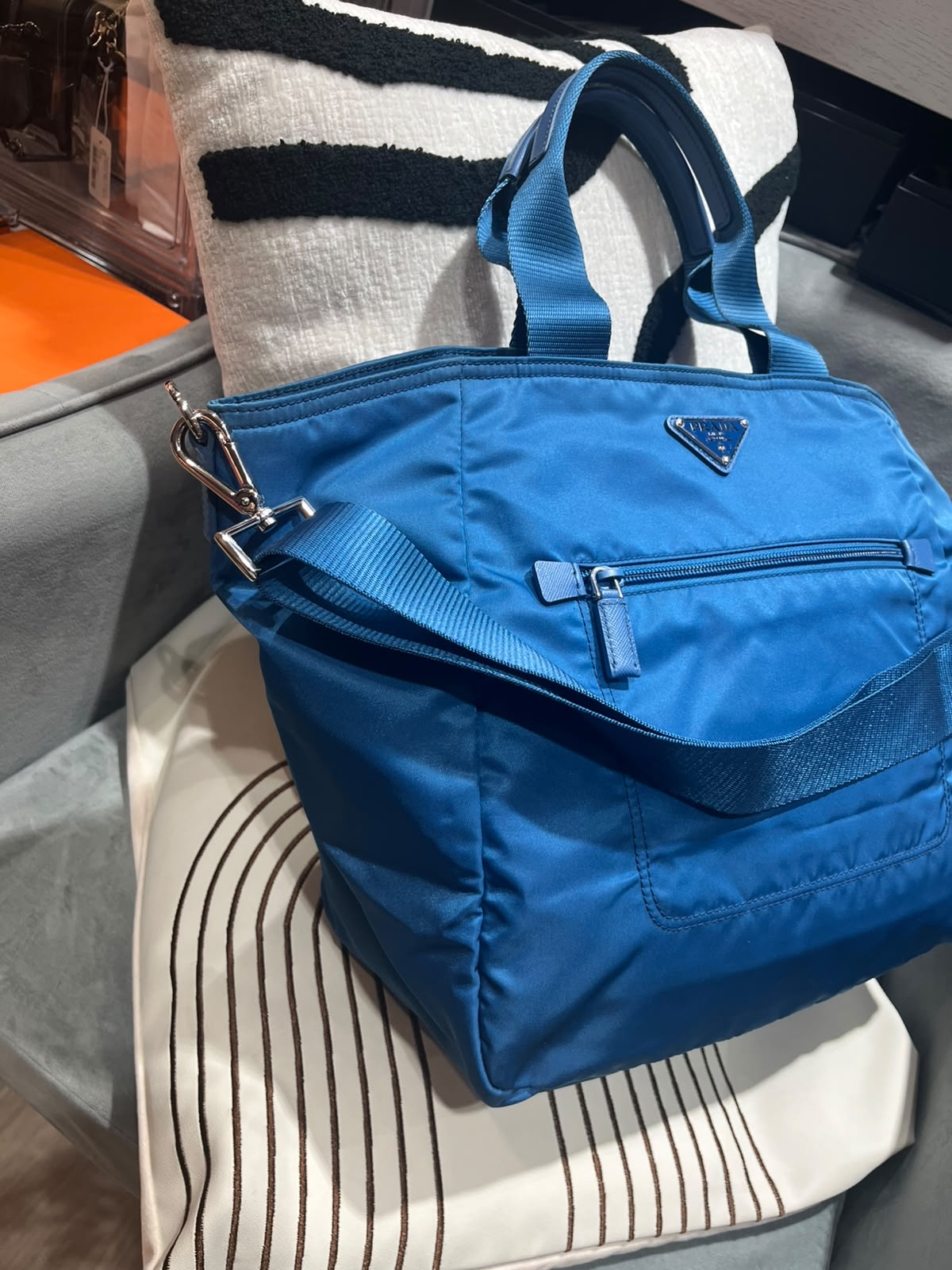Prada Nylon 2Way Bag Blue 100%Authentic, 98%New 