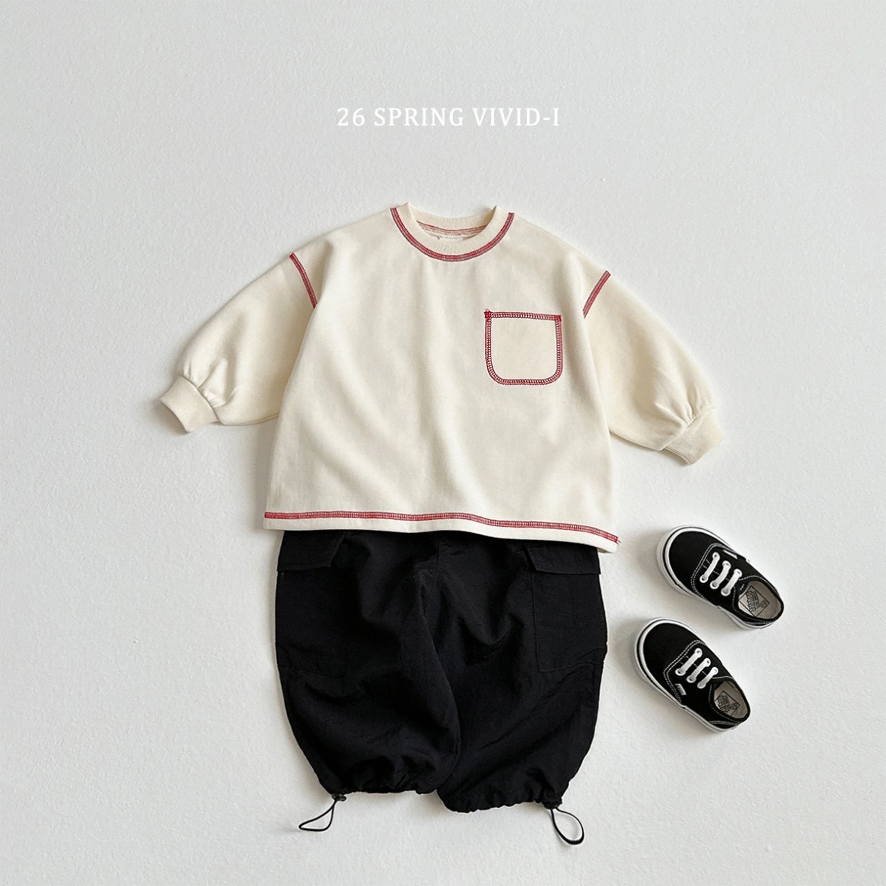 🌸預訂 韓國直送🌸🇰🇷VIVIDI四色口袋撞色縫線長袖短褲上下套裝
