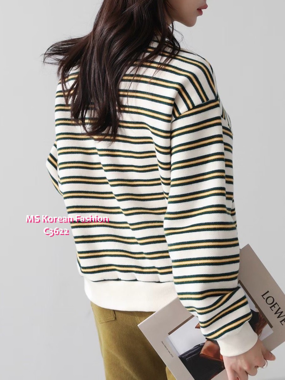 C3622 韓國🇰🇷靚色橫間衛衣