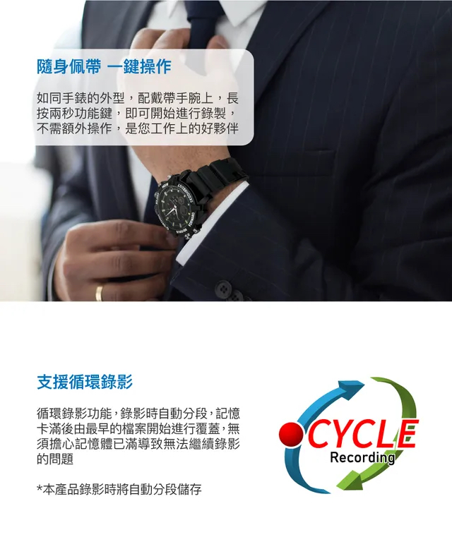 1080P 黑色橡膠運動手錶造型微型針孔攝影機/影音記錄器 SUN黑 (64G)