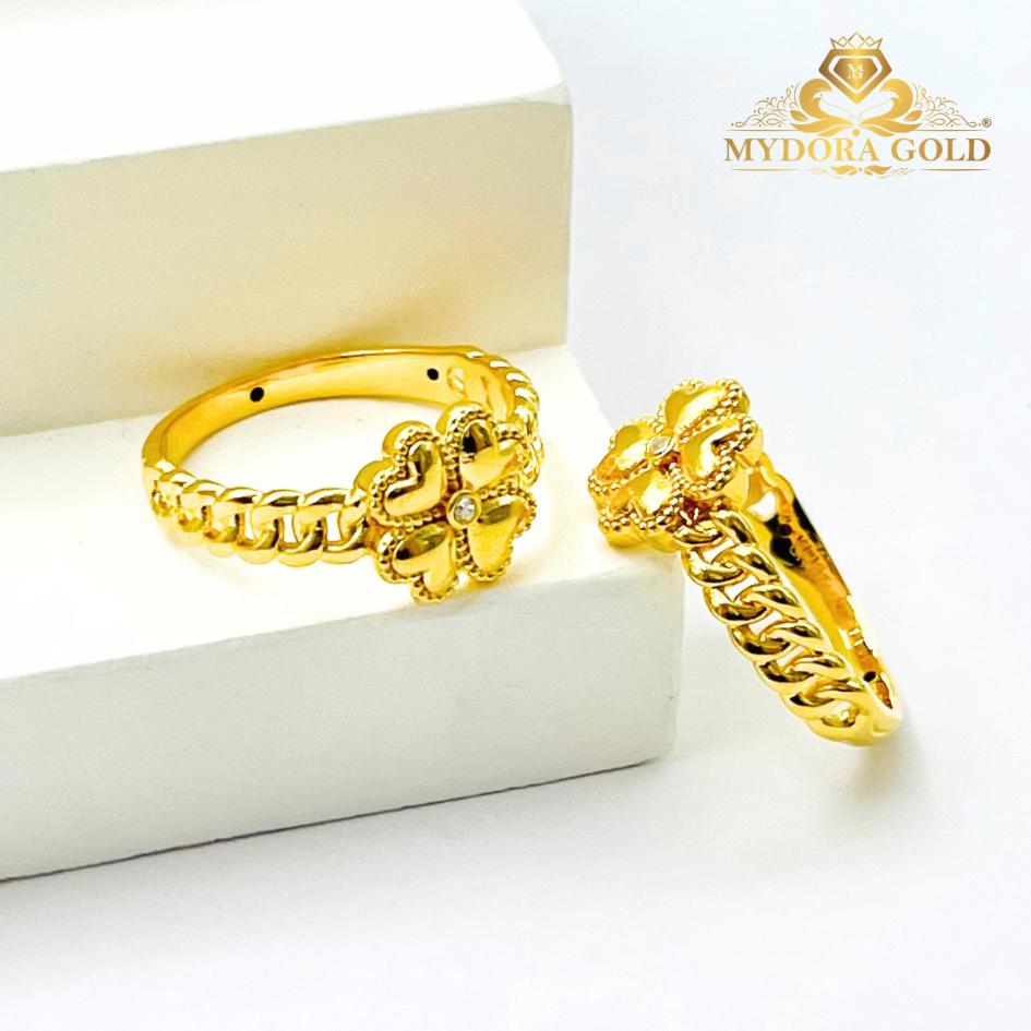 MYDORA Cincin CZ Kait Lucky Leaf (5G) l EMAS 916/22K