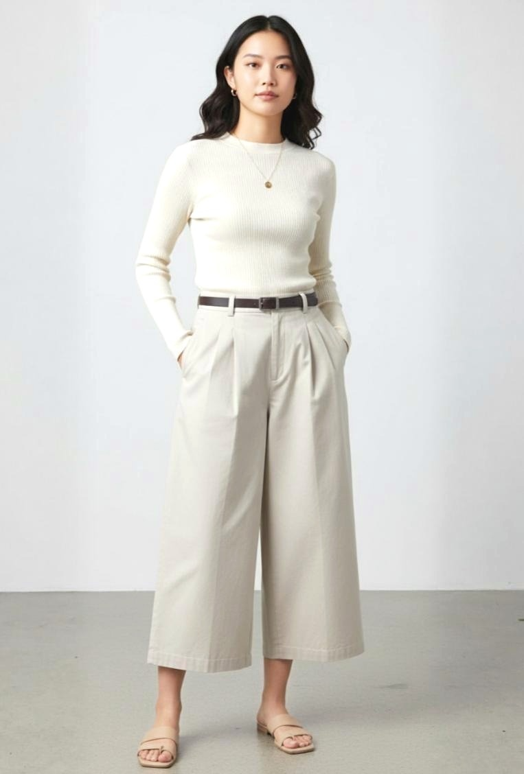 Crop Pants with Belt