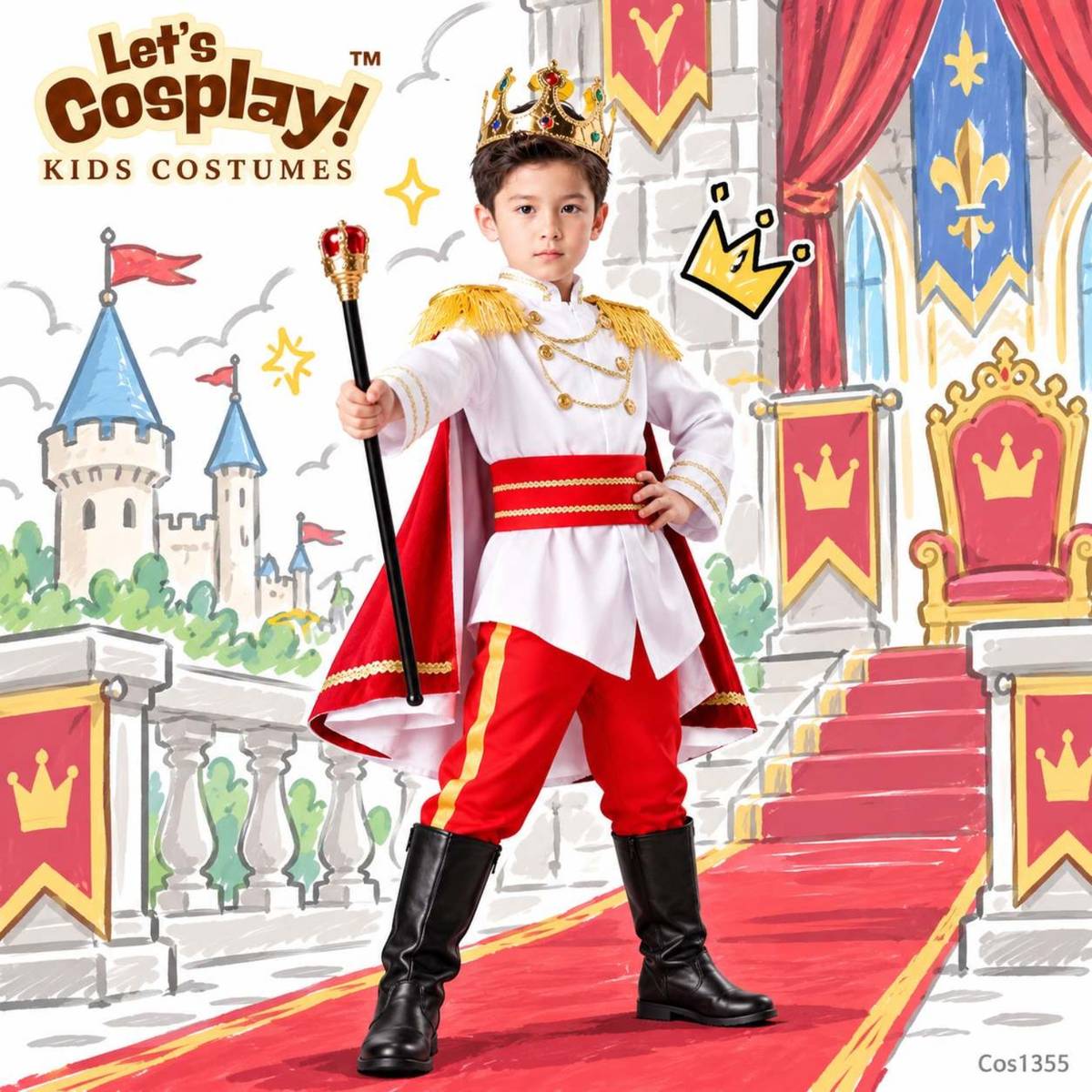 兒童童話故事王子服裝 童話國王皇帝Cosplay皇冠披風套裝｜世界閱讀日童話角色扮演服裝｜Let's Cosplay