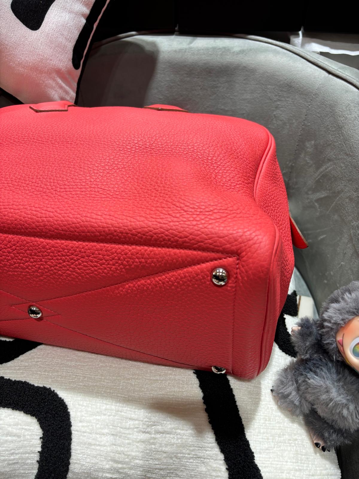 Hermes Victoria 35 Stamp T T5 Rose Jaipur Clemence Calfskin 100%Authentic, 98%New ✅Key Lock ✅Dust bag