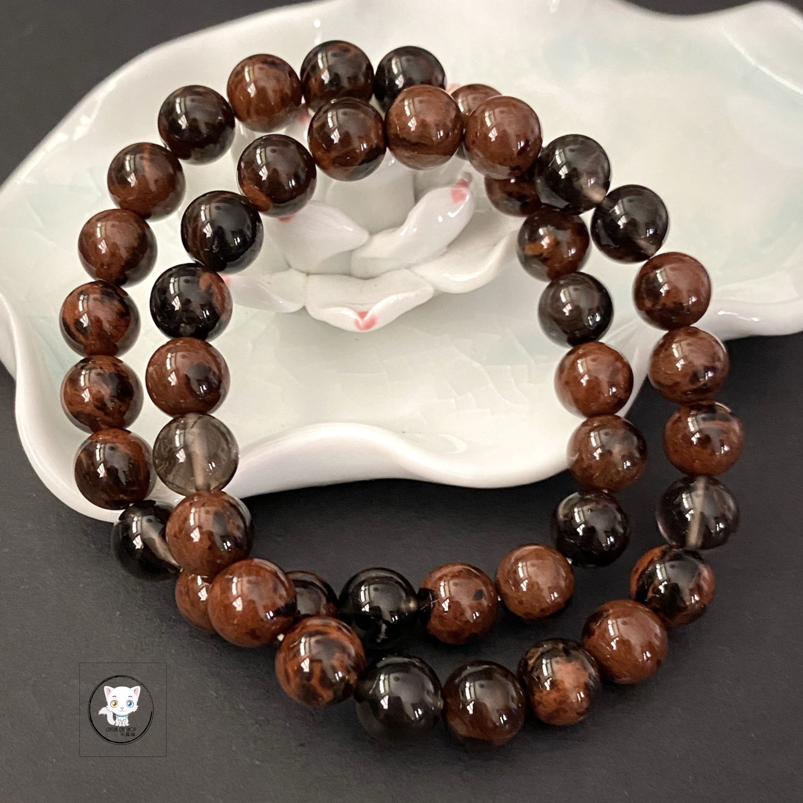 天然火紅黑曜石手鏈 8.5mm