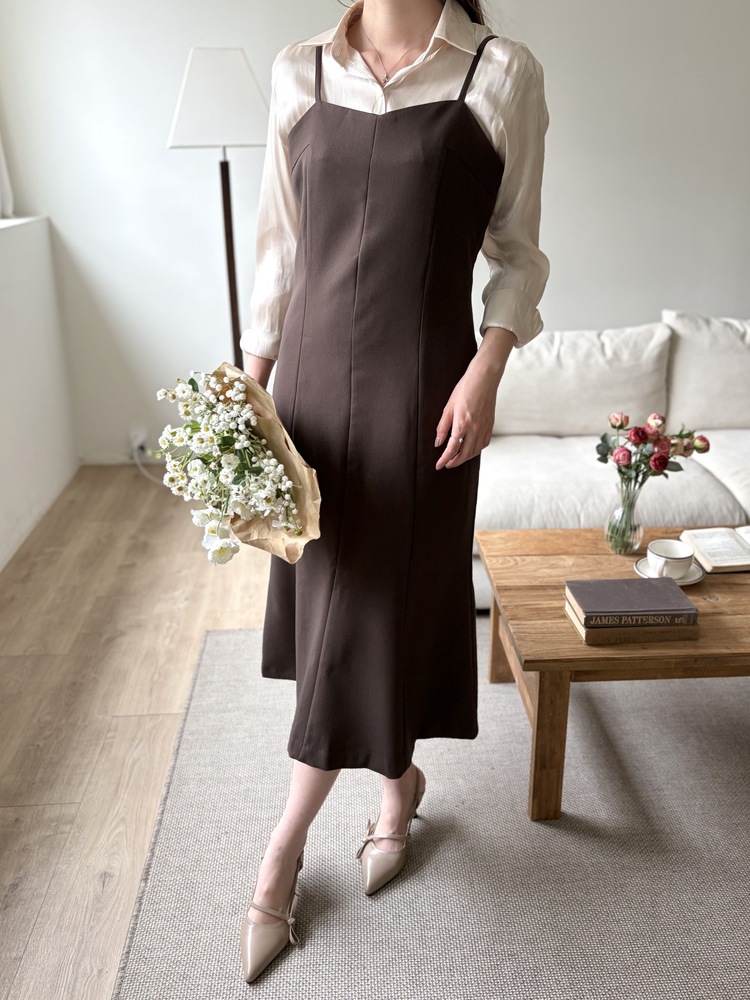 Contour Slip Dress (Brown)