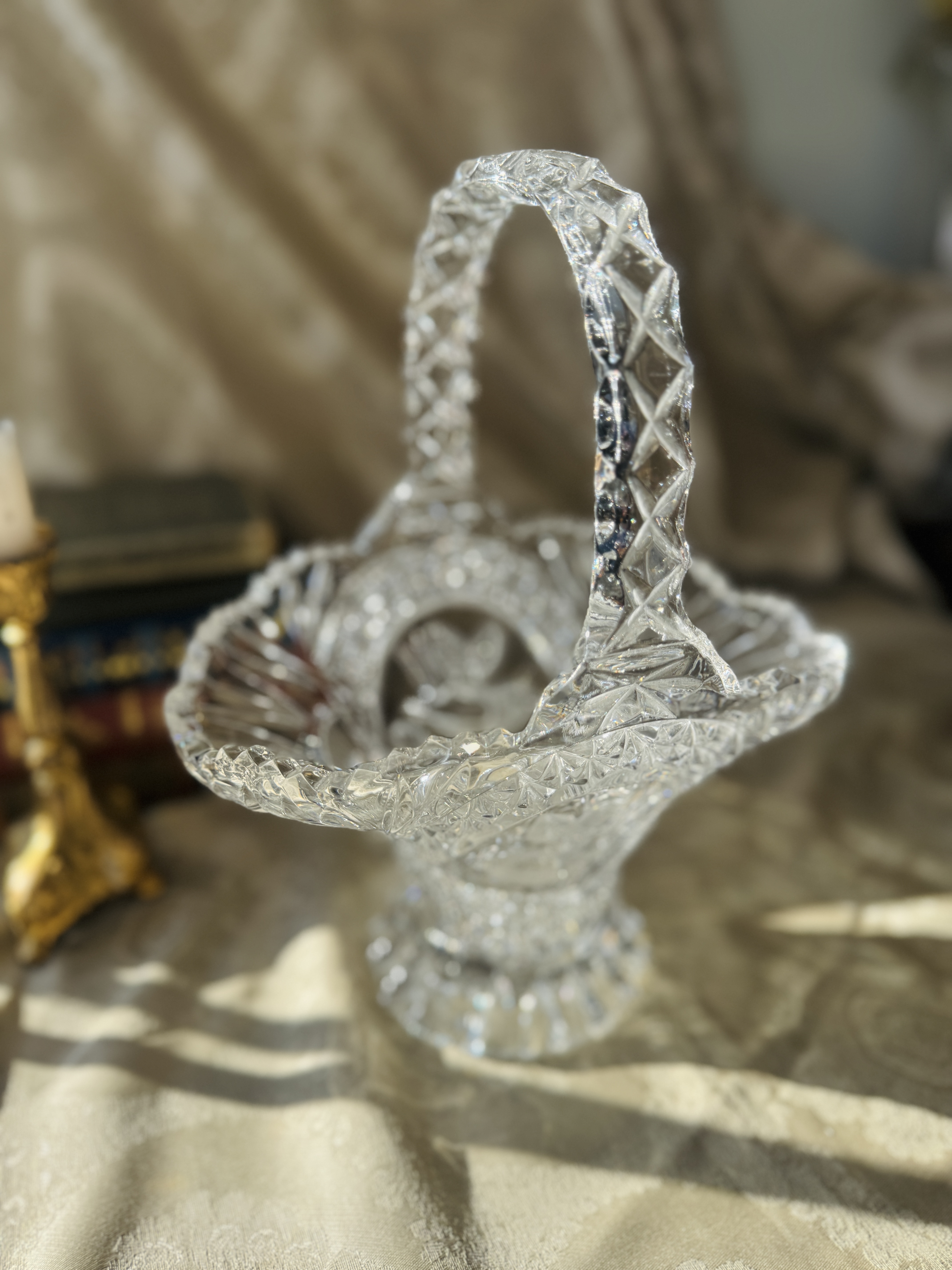 C.a. 1970s–1980s German Hofbauer "The Byrdes Collection" Bird Motif Crystal Deep Basket (MT2587)