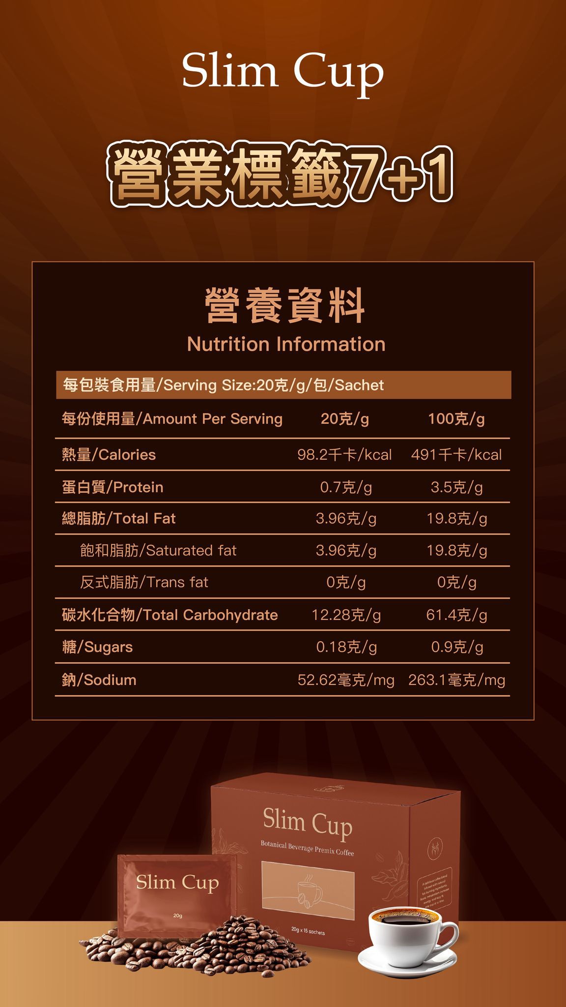 Slim Cup燃脂專利 咖啡(1盒15包)