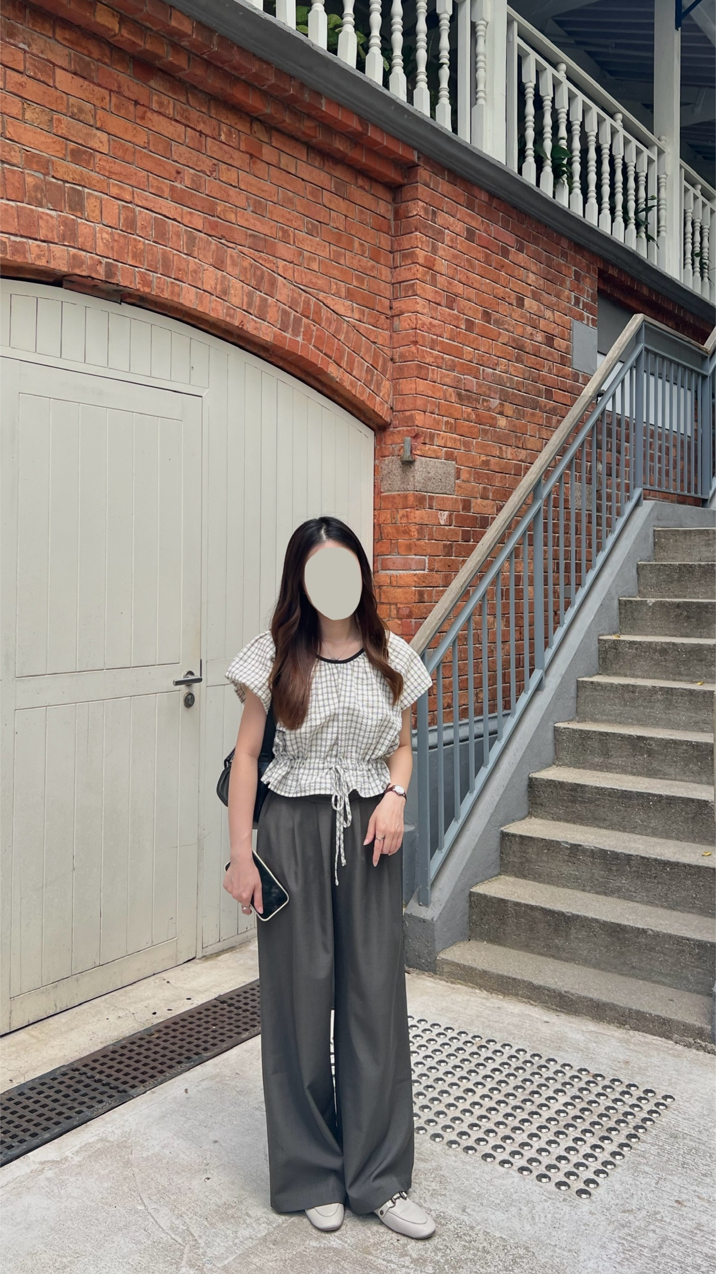 推薦 免熨寬鬆格紋blouse 