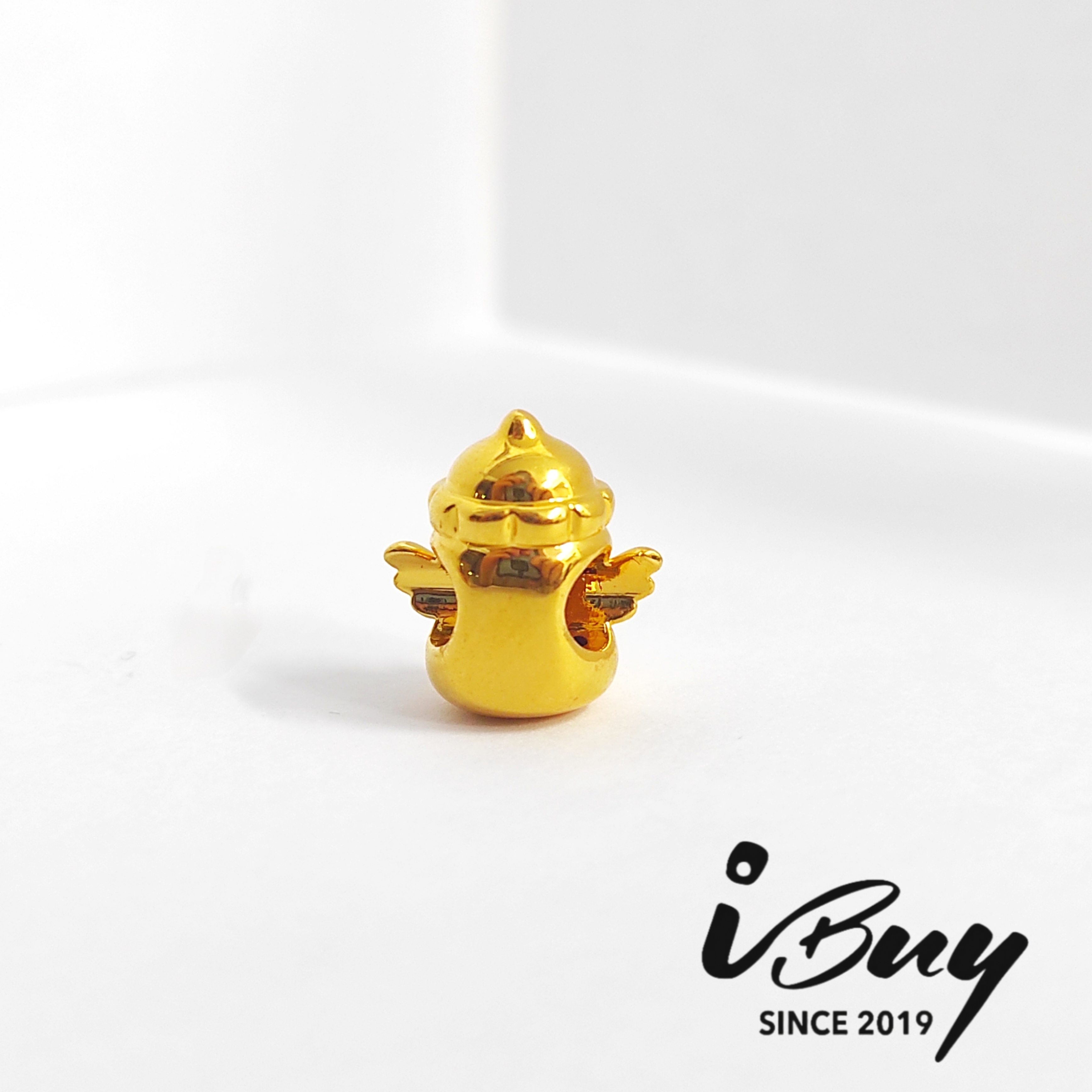 916 HARD GOLD WINGED BABY BOTTLE CHARM BEAD 916 硬金 翅膀奶品串咀
