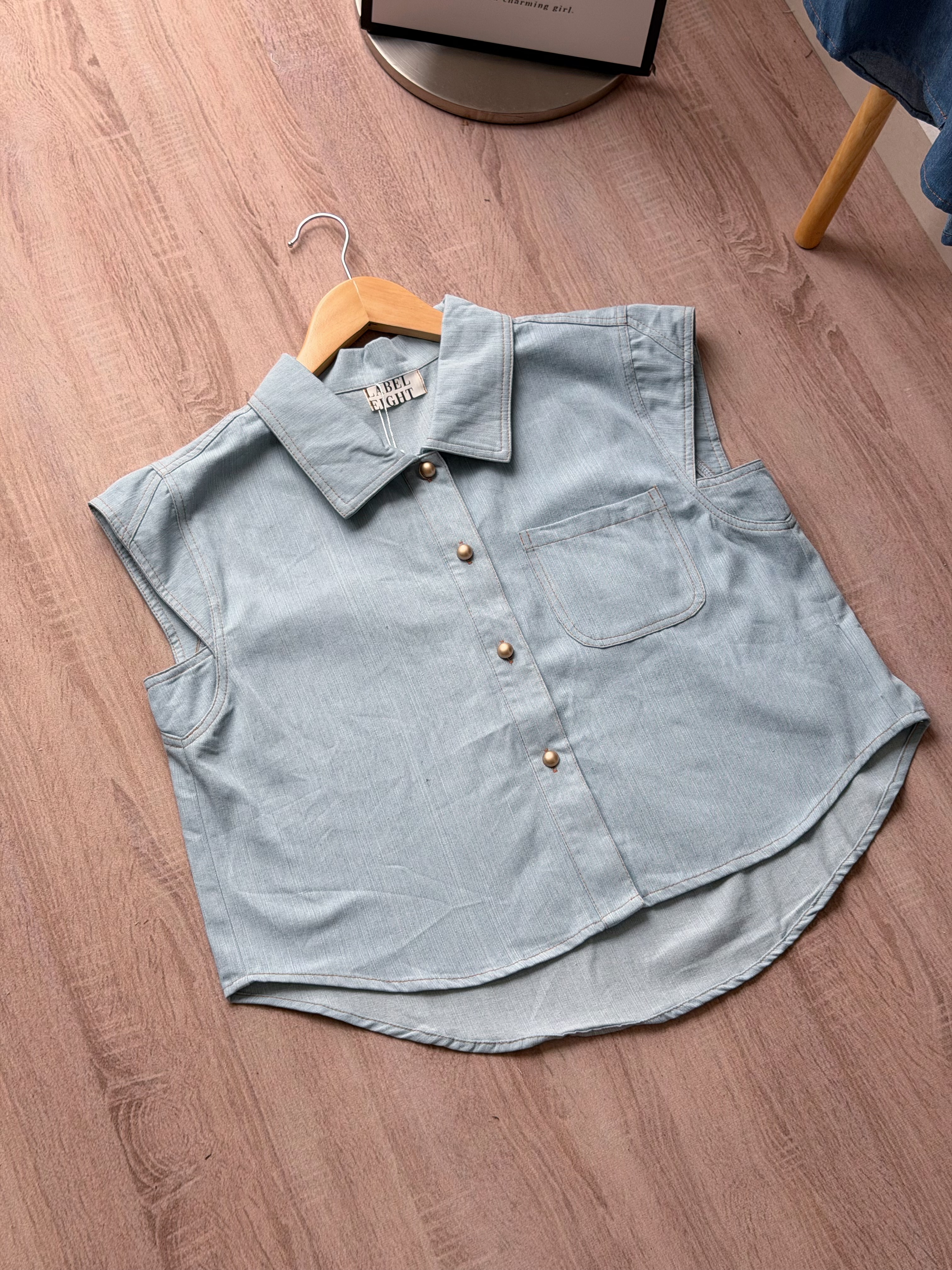 T4524 Cape Sleeve Denim Shirt - 3 Colors 
