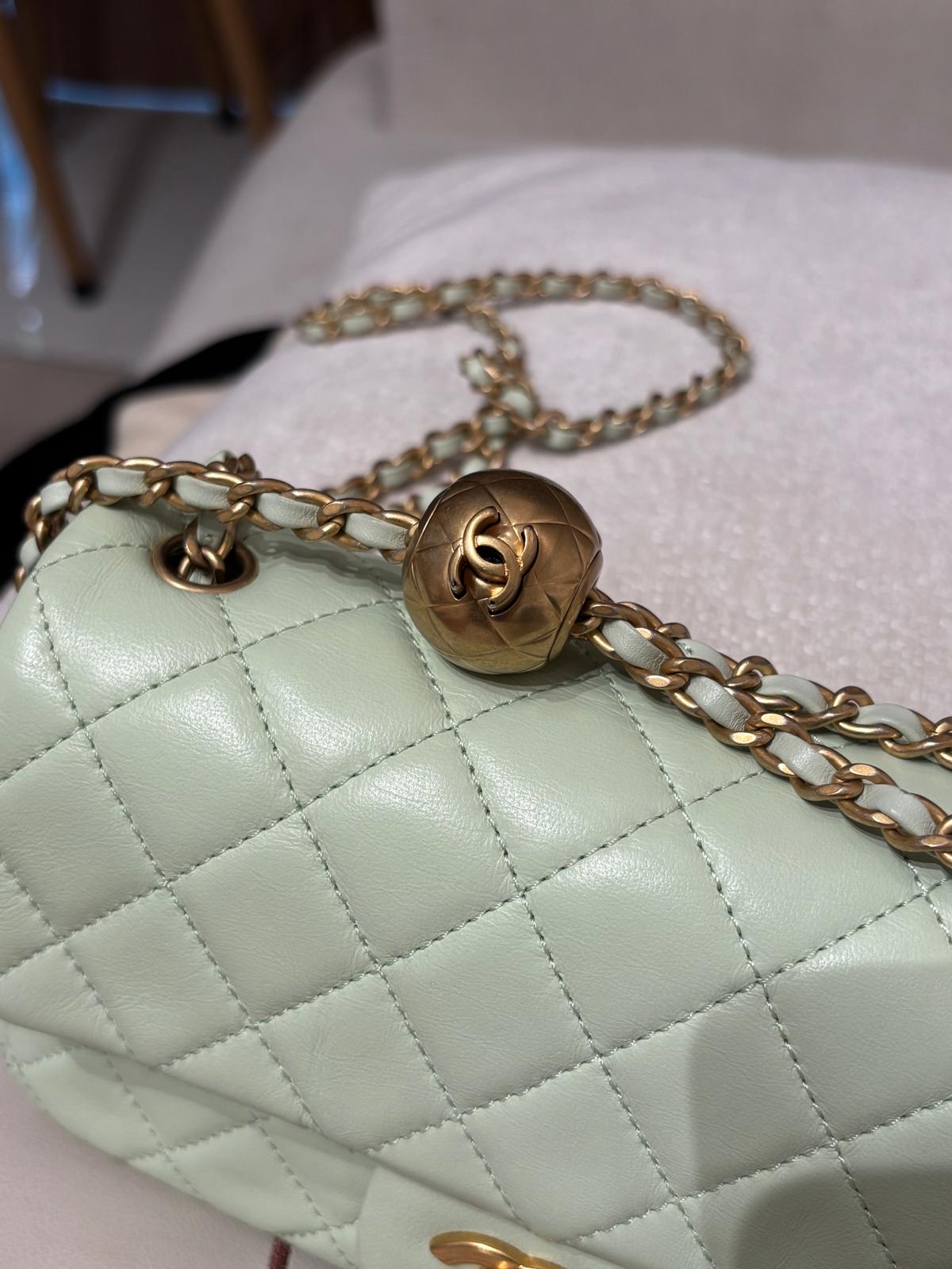 Chanel mini flap with pearl crush 金球 100%Authentic ,95%new ✅收據✅晶片✅塵袋✅box 