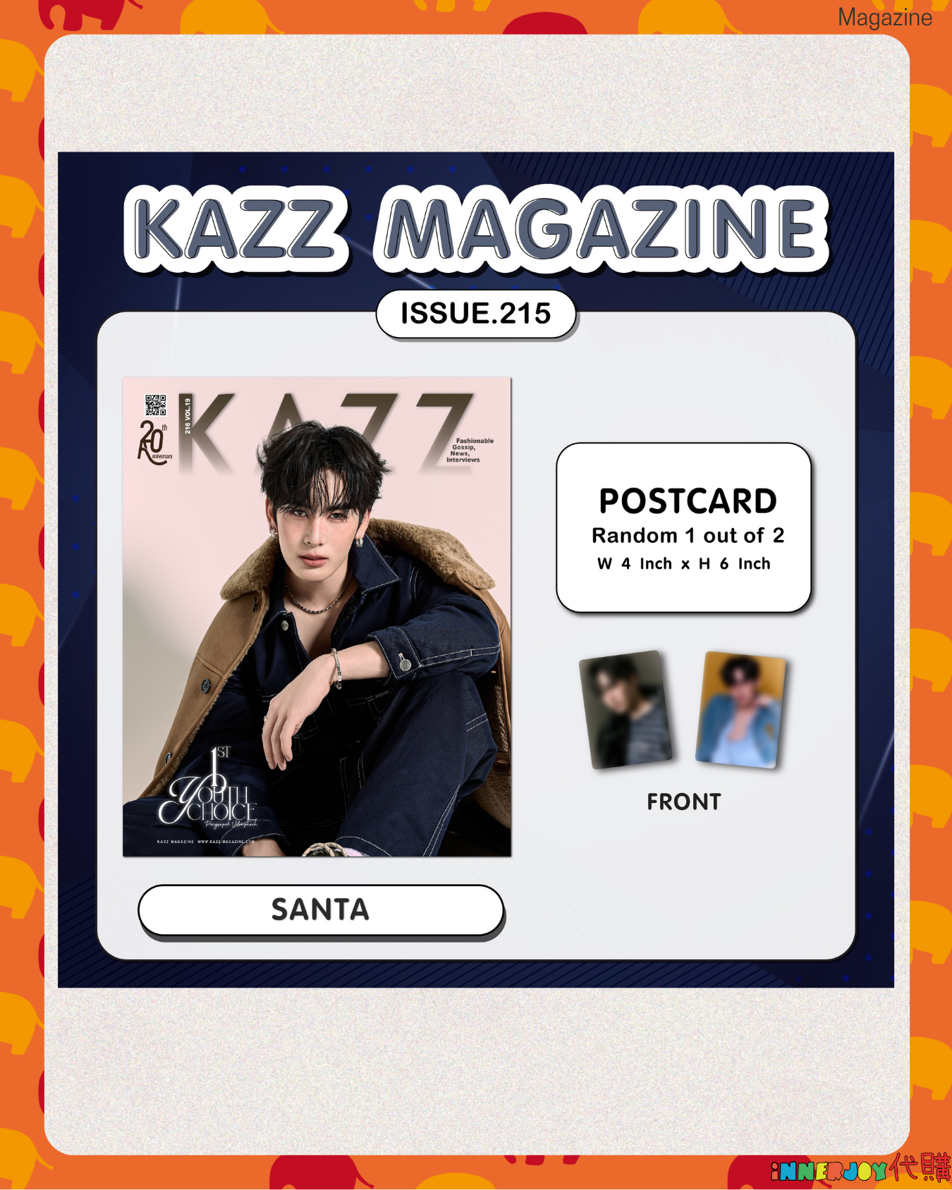 預購 | PerthSanta -  Santa Pongsapak X KAZZ 215 Youth Choice 封面 泰國雜誌