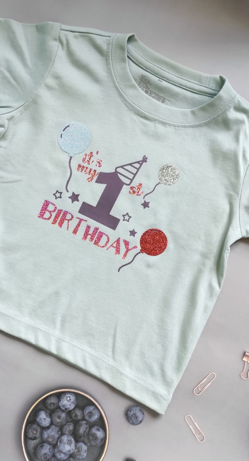 It’s my 1st birthday 純棉手工圖案印制T-Shirt
