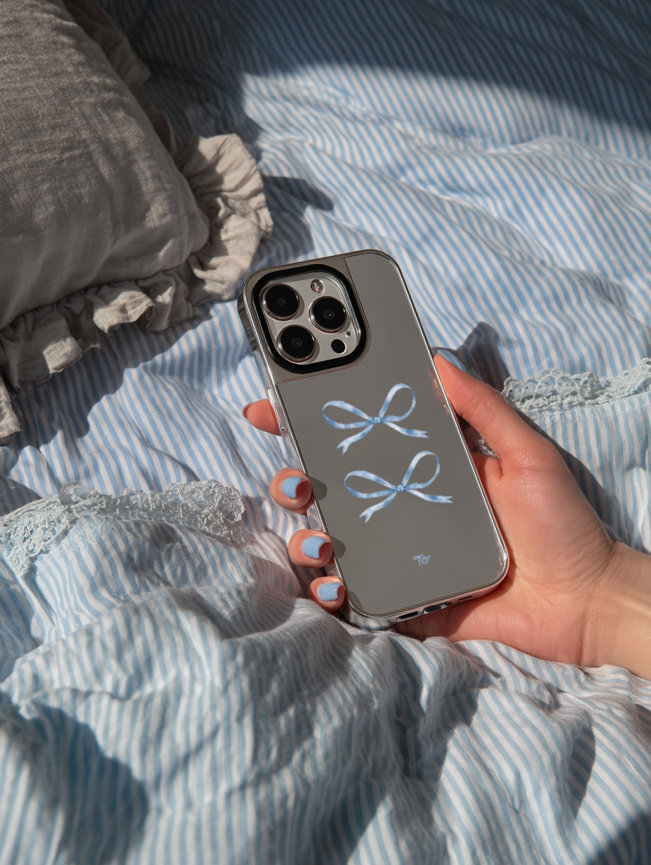 【Silky Blue Ribbon(S)】銀框鏡面MagSafe iPhone Case