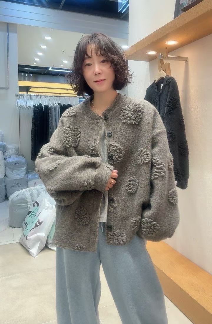 🇰🇷韓國混羊毛立體花外套