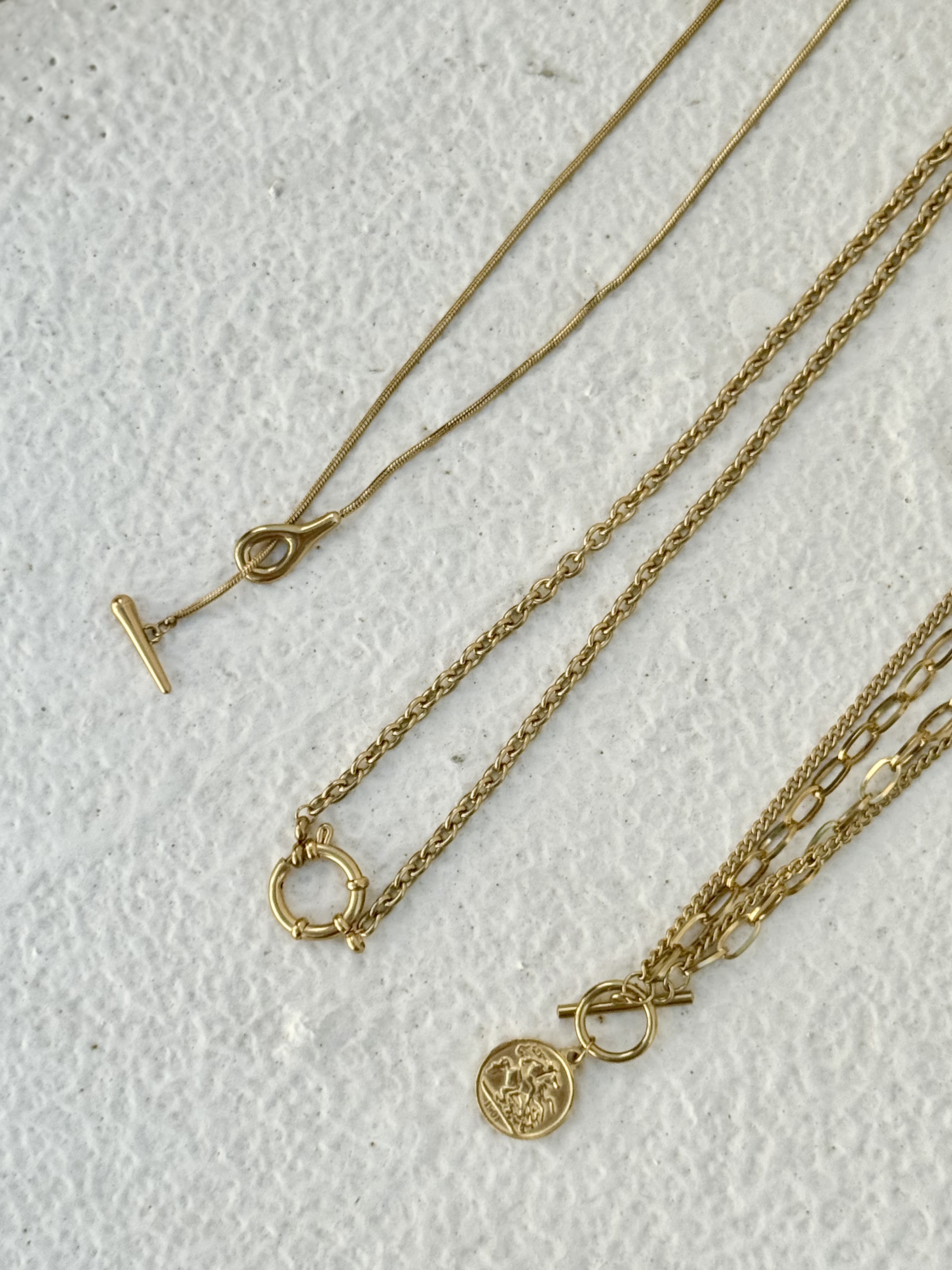 Gold water drop stainless necklace