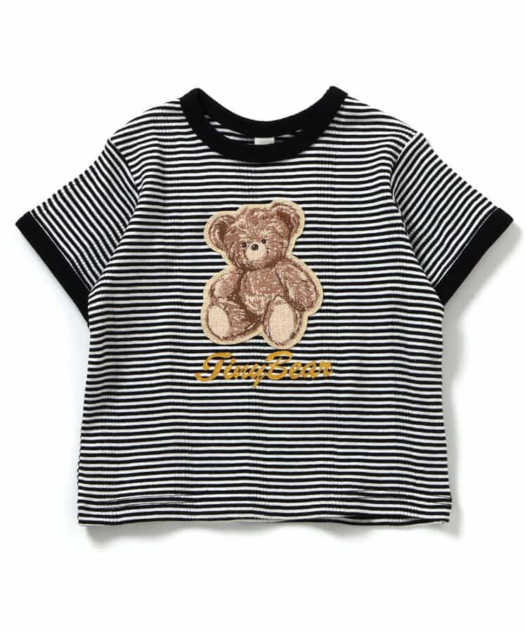 🇯🇵預訂 日本直送🇯🇵Apres les cours × Tiny bear系列三色小熊刺繡貼花撞色條紋短袖T恤