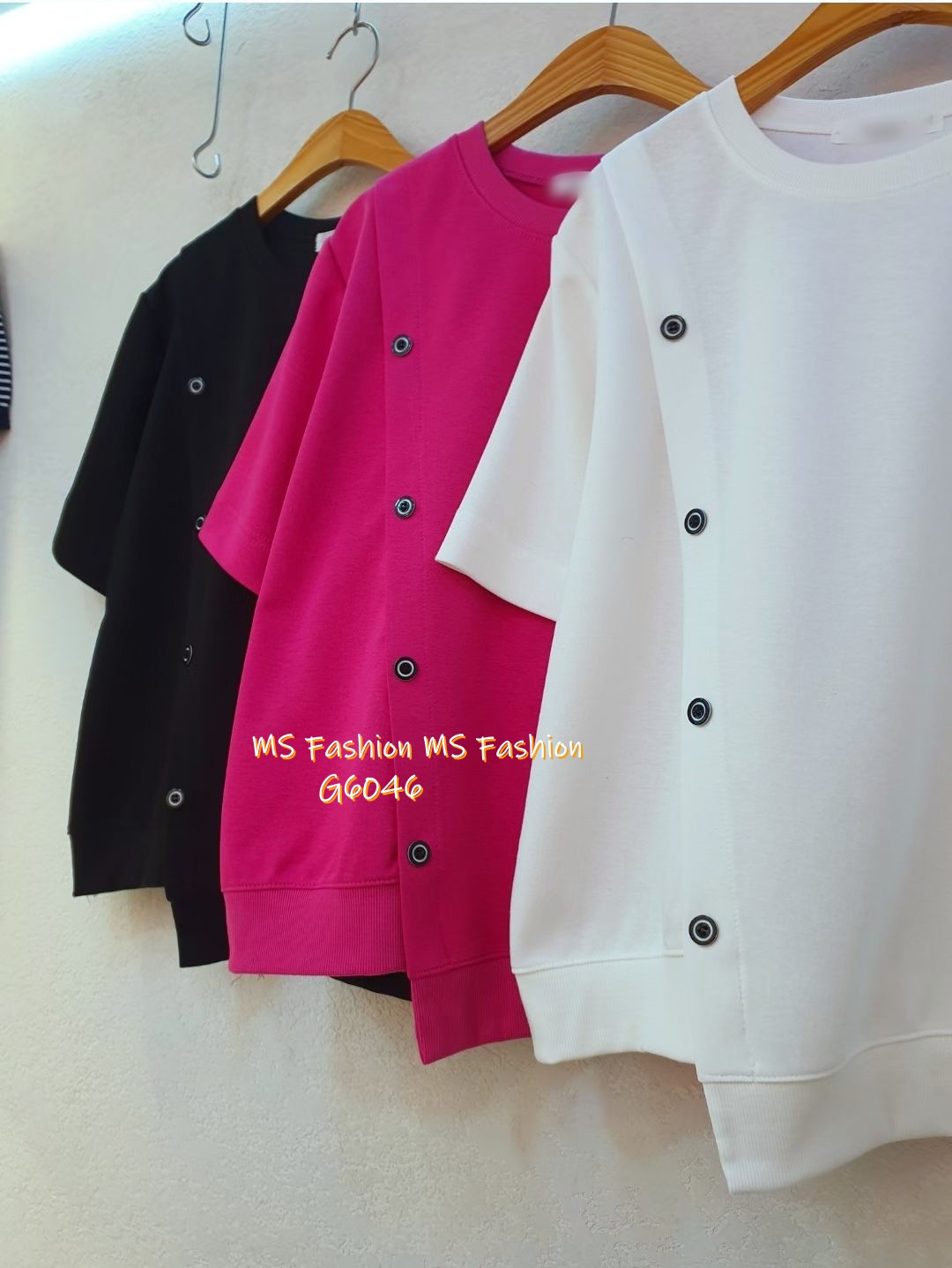 G6046 韓國🇰🇷不規則衫腳斜鈕top