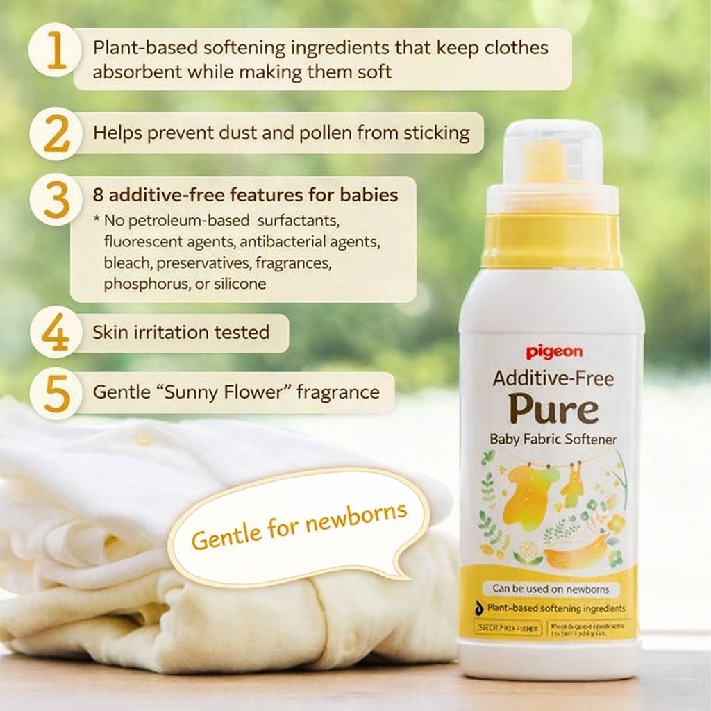 Pigeon Japan Additive-Free Pure Baby Fabric Softener 600ml