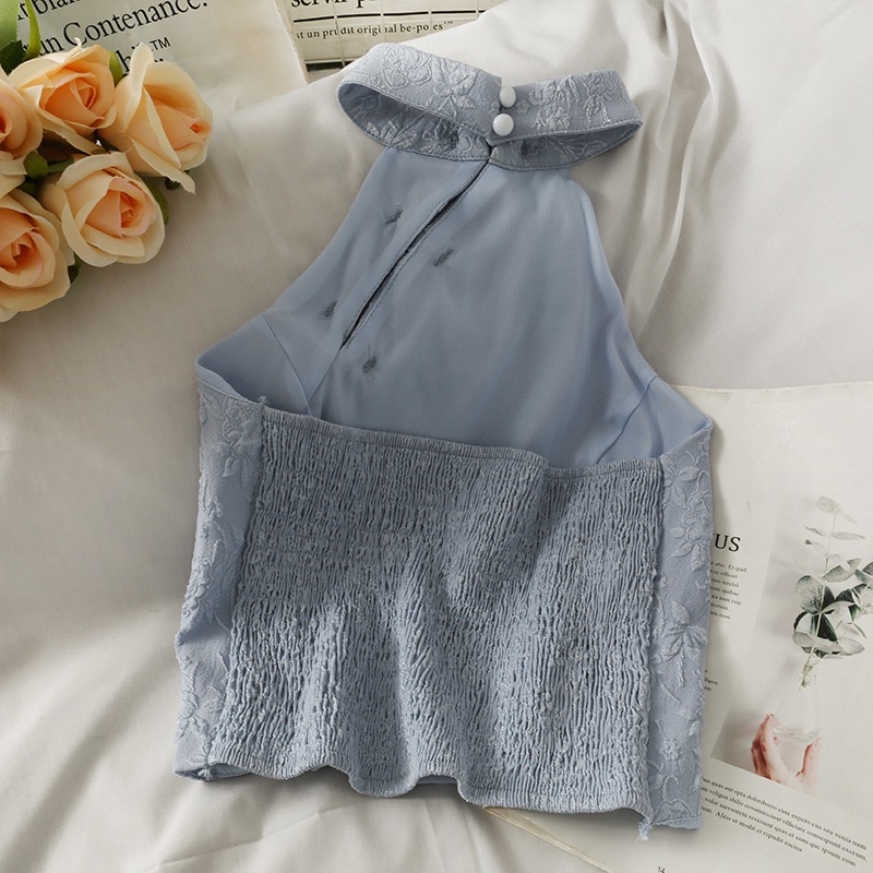 TP524提花挂脖短款上衣