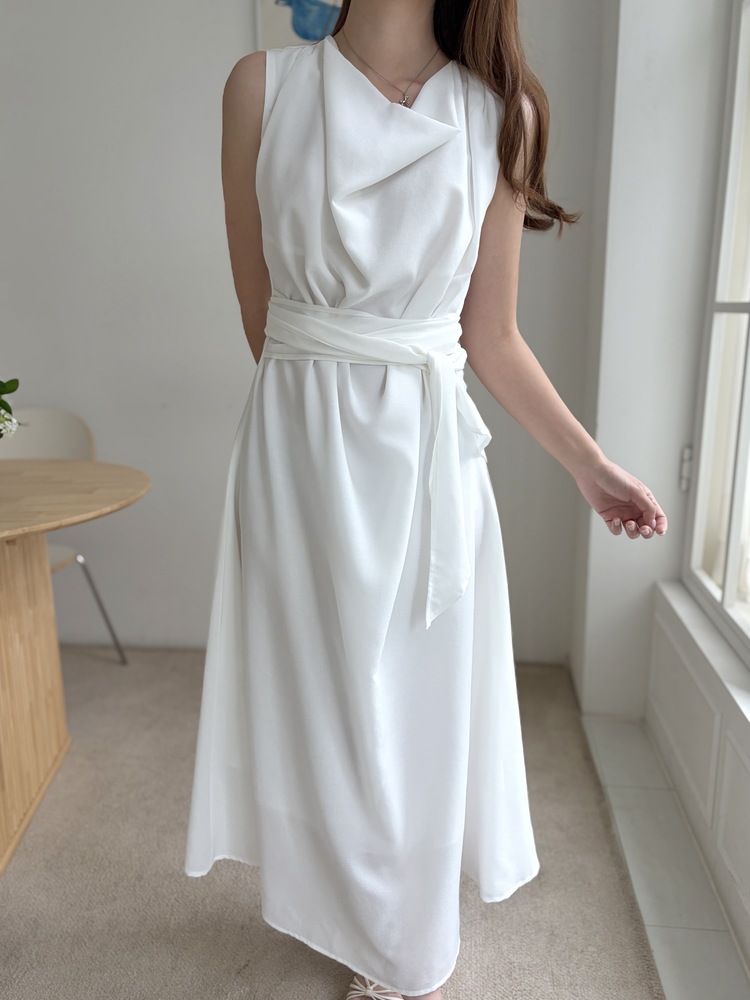 Athena Drape Dress (White)