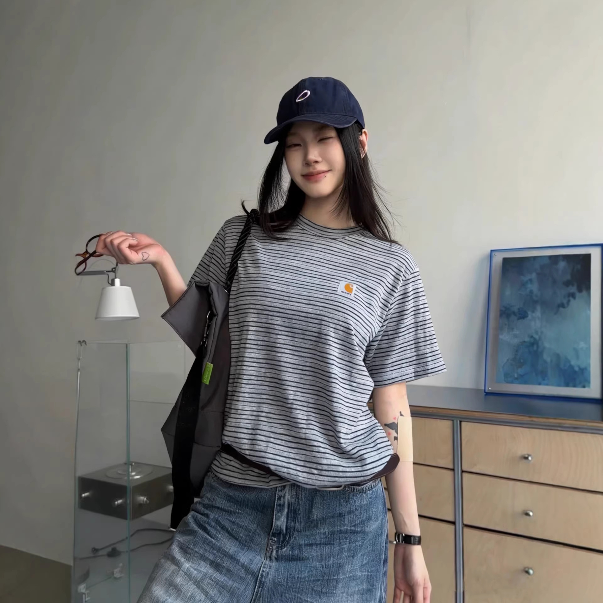 預訂 Car hartt 竹節棉條紋短袖Tee